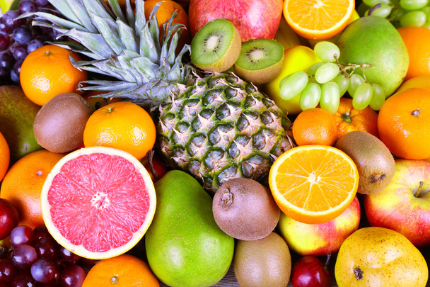 assortiment van exotische vruchten close-up - Foto, afbeelding