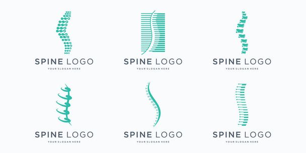 set of abstract chiropractic logo. massage, back pain, spine symbol osteopathy. icon set logotype. - Vector, Image