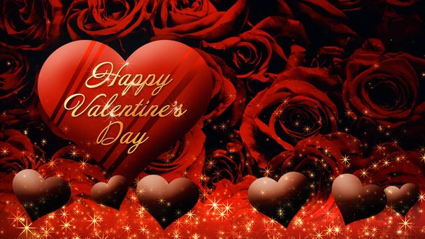 Image of floating chocolate hearts on a rose background, Valentine's Day - Foto, immagini