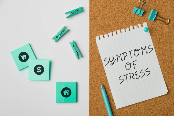 Симптомы стресса, интернет-концепция, служащая симптомом или признаком чего-то нежелательного - Фото, изображение