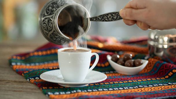 Traditional turkish coffee in the kitchen - Zdjęcie, obraz