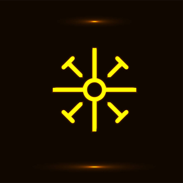 Golden Coptic cross symbol over black background. Glowing cross icon vector illustration - Vetor, Imagem
