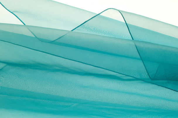 Blue transparent fabric. texture.  Photographed in the studio - Photo, Image