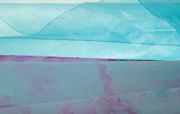 Tejido transparente azul. textura. Fotografiado en el estudio
 - Foto, imagen