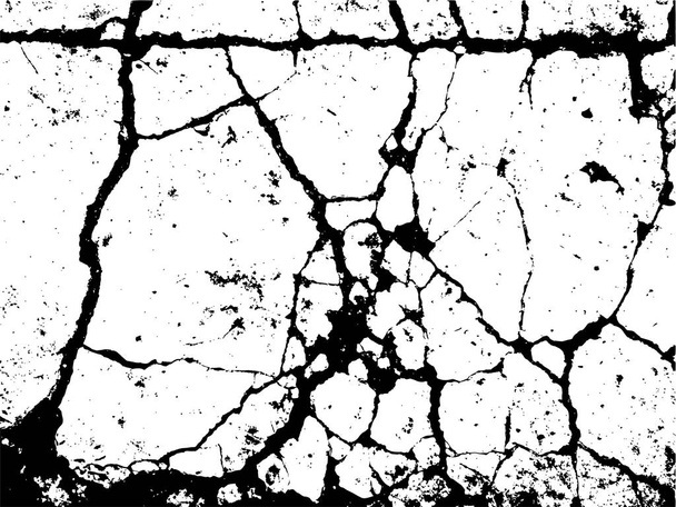 Dirty grunge texture of cracked paint on asphalt. Vector original urban background of cracks on the markings of the pedestrian crossing. For overlay, stencil, substrate. Distress design template - Vektör, Görsel