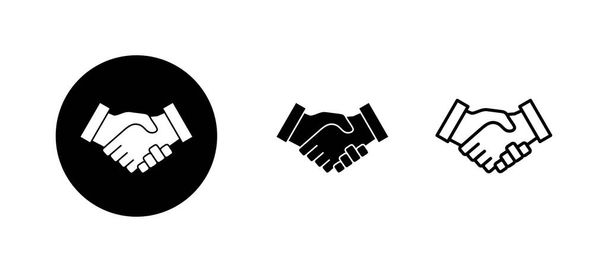 Handschlag-Symbole gesetzt. Handschlag-Zeichen und -Symbol. Kontaktvereinbarung - Vektor, Bild