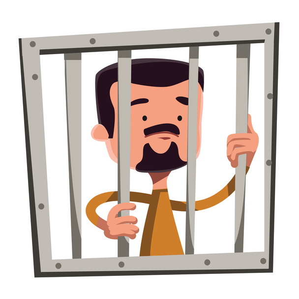 Άτομο στη φυλακή, κρατώντας το μπαρ διανυσματικά εικονογράφηση χαρακτήρα κινουμένων σχεδίων - Διάνυσμα, εικόνα