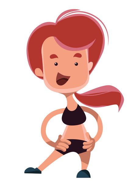 Chica joven streaching haciendo deportes vector ilustración personaje de dibujos animados
 - Vector, imagen