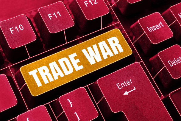 Текстовий підпис, що представляє торгову війну, бізнес ідея ситуації, в якій країни намагаються завдати шкоди один одному торгівлі - Фото, зображення