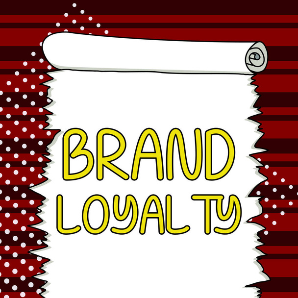 Tekenen tonen Brand Loyalty, Business idee Herhalen Aankoop Ambassadeur Patronage Favoriet Vertrouwd - Foto, afbeelding
