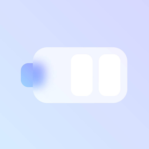 Batterieglas Morphismus trendige Stil-Ikone. Akku-Farbvektorsymbol mit Unschärfe, transparentem Glas und violettem Farbverlauf. für Web- und UI-Design, mobile Apps und Promo-Business-Polygraphie - Vektor, Bild