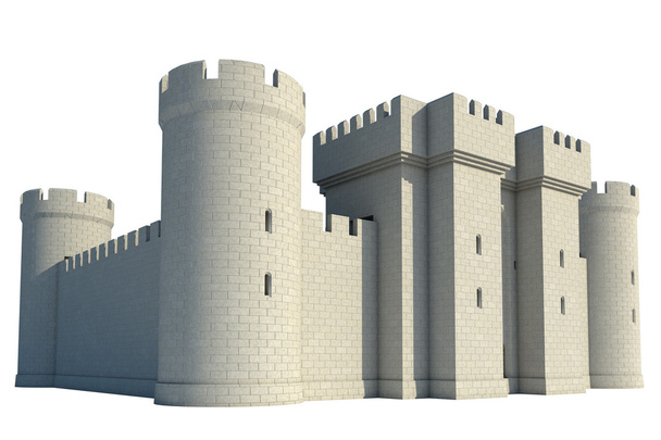 Castillo medieval sobre blanco
 - Foto, imagen