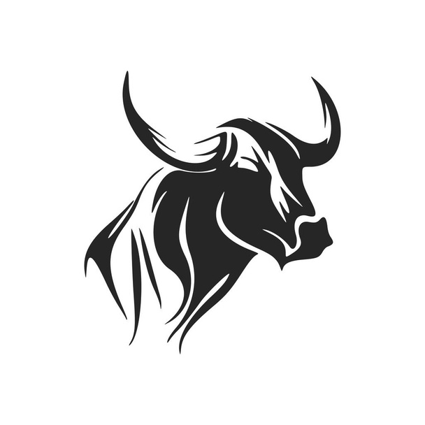 Элегантный черно-белый логотип быка. Перфект для любой компании, ищущей стильный и профессиональный вид. - Вектор,изображение