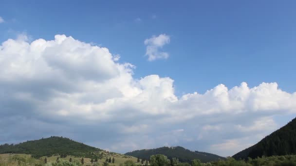Chmury kształtowanie na zalesionym wzgórzu - Materiał filmowy, wideo