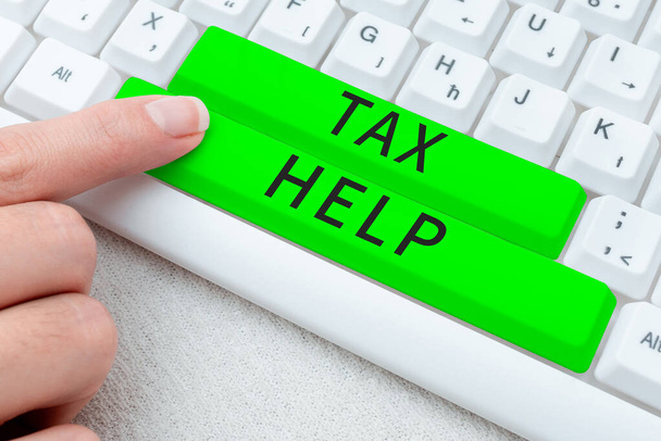 Handwriting text Tax Help, Business concept Assistance from the compulsory contribution to the state revenue - Φωτογραφία, εικόνα