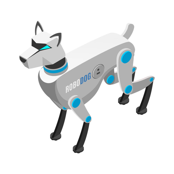 Animal robots isometric composition with isolated image of futuristic automated pet companion on blank background vector illustration - Vecteur, image