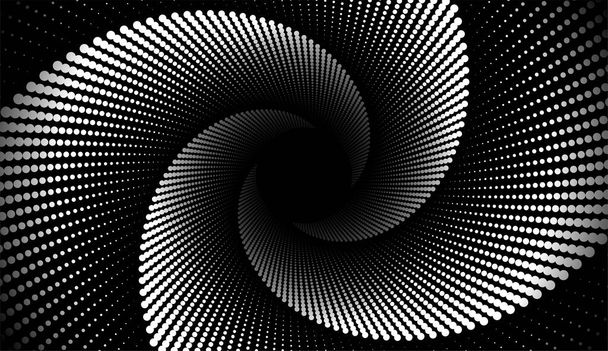 Spinning dotted halftone spiral. Spiral wave from dots. Hypnotic psychedelic background. - Fotografie, Obrázek