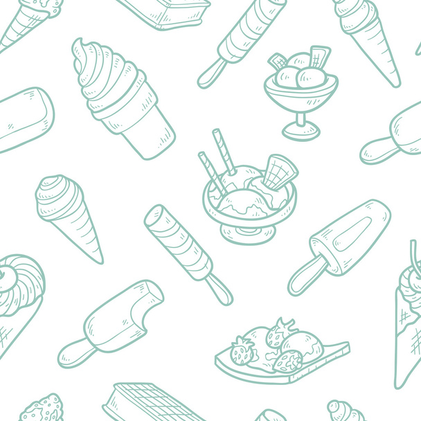 アイスクリームのシームレスなパターン ベクトル - ベクター画像