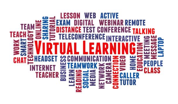 Virtual Learning word cloud concept on white background. - Foto, Imagem