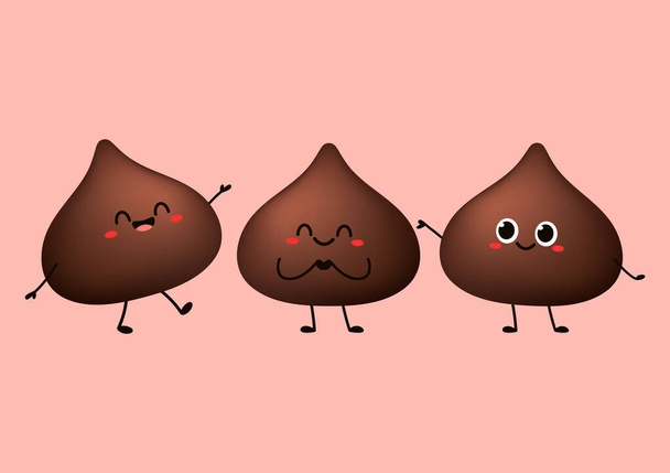 Dark chocolate chip cartoon vector. Dark chocolate chip character design. Dessert vector. - Vector, Image