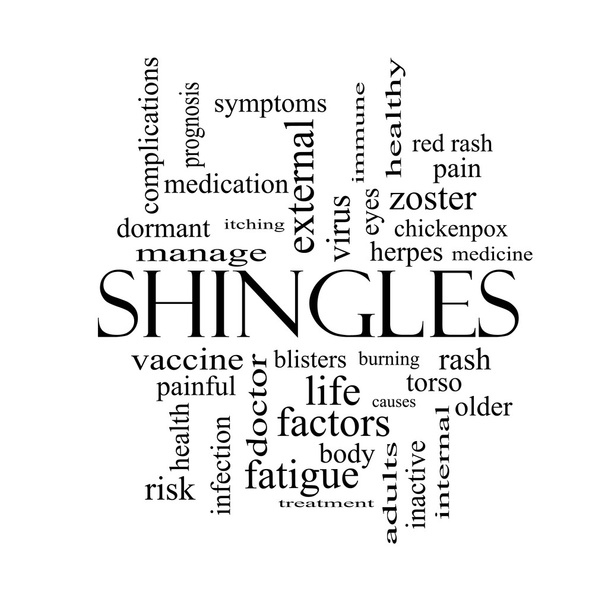 Shingles Word Cloud Concept in black and white - Photo, Image