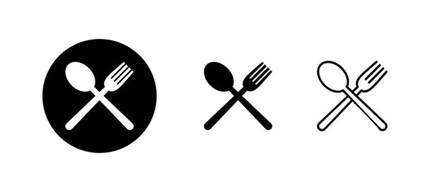 cuchara y tenedor iconos conjunto. cuchara, tenedor y cuchillo vector icono. signo y símbolo del restaurante - Vector, Imagen