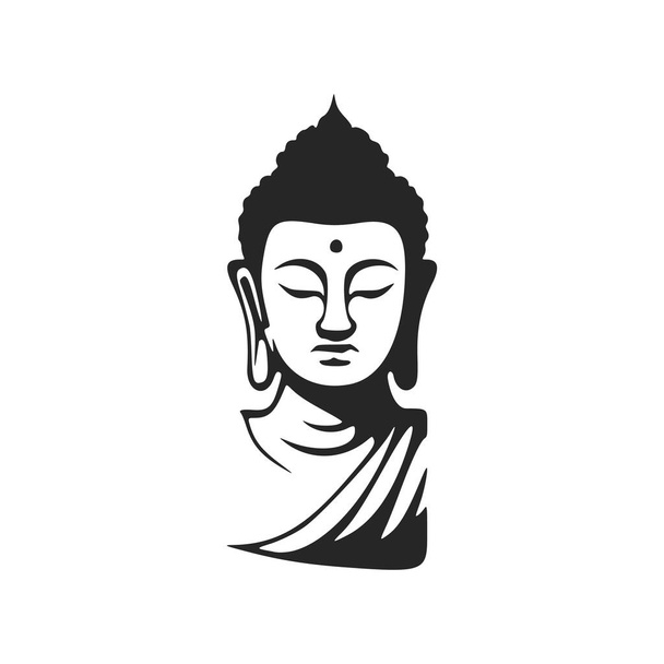Black and white elegant superb Buddha logo. - Vektör, Görsel