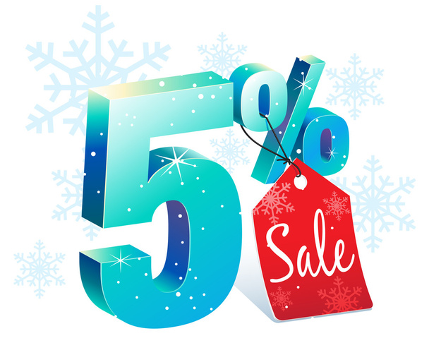 Winter Sale 5 Percent Off Discount - Vector, Image