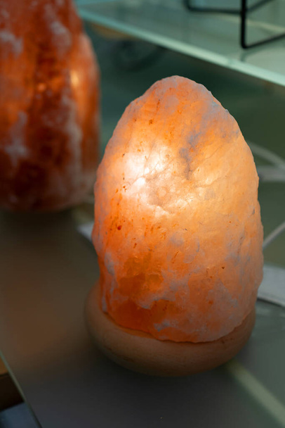 Himalayan Salt Lamp, Pink Salt Crystal Lantern, Glowing Salt Lamp with Healing Effect, Alternative Medicine Concept - Φωτογραφία, εικόνα