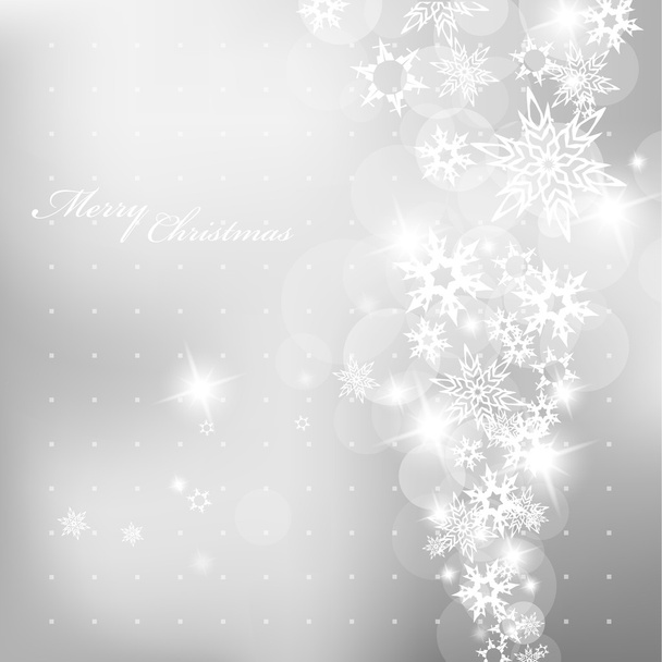 雪フレークと銀のクリスマス背景. - ベクター画像