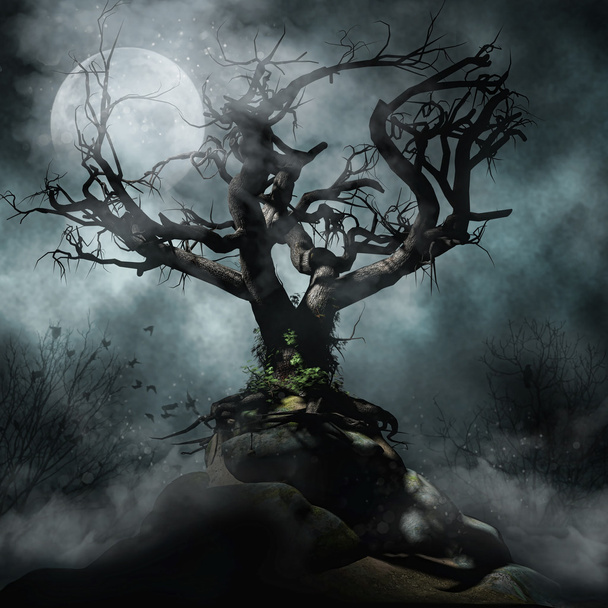 Пухнасте дерево і місяць
 - Фото, зображення