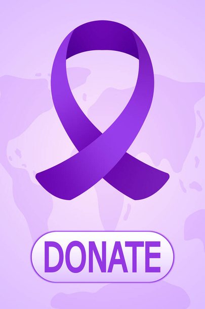 World Cancer Day. World Cancer Day Poster or Banner Template with Purple Ribbon Symbol, Cancer Fight Donation - Διάνυσμα, εικόνα