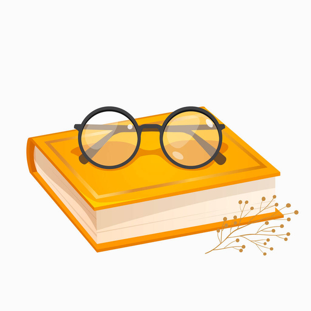  Illustration of eyeglasses with a book. Concept of school and education - Vektor, Bild