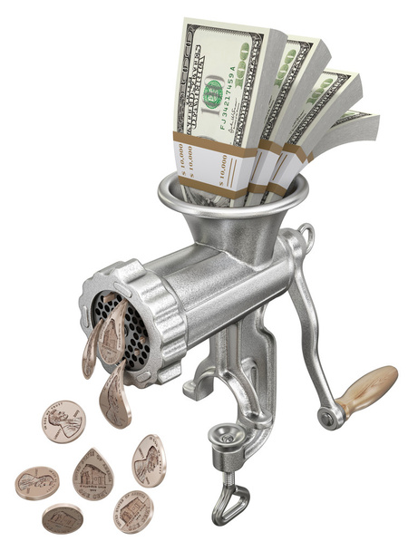 Money concept with meat grinder - Photo, Image
