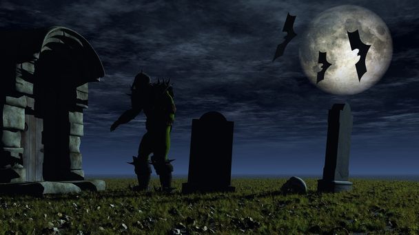 Orc στο νεκροταφείο - Φωτογραφία, εικόνα