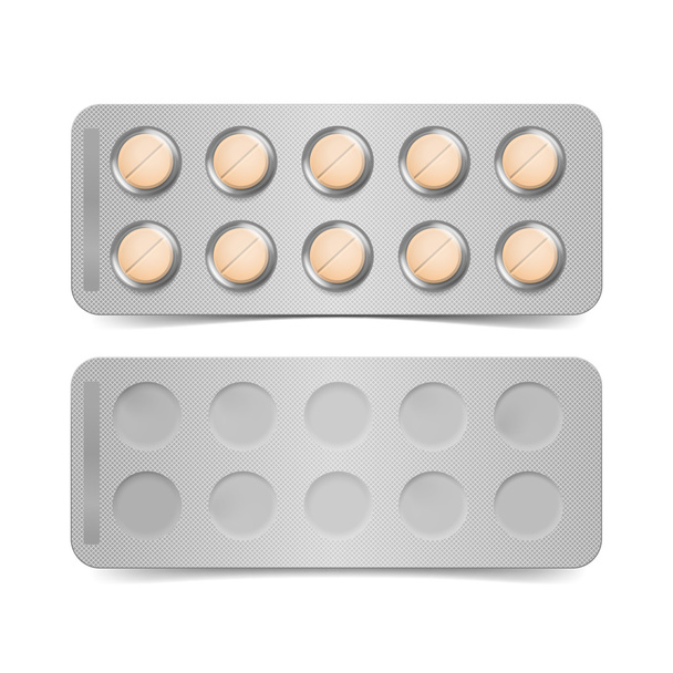 Vector Pack of Orange Pills Isolated on White - Vector, Image
