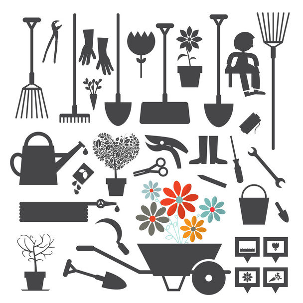 Vektorové zahradnické soubor ikony - Vektor, obrázek