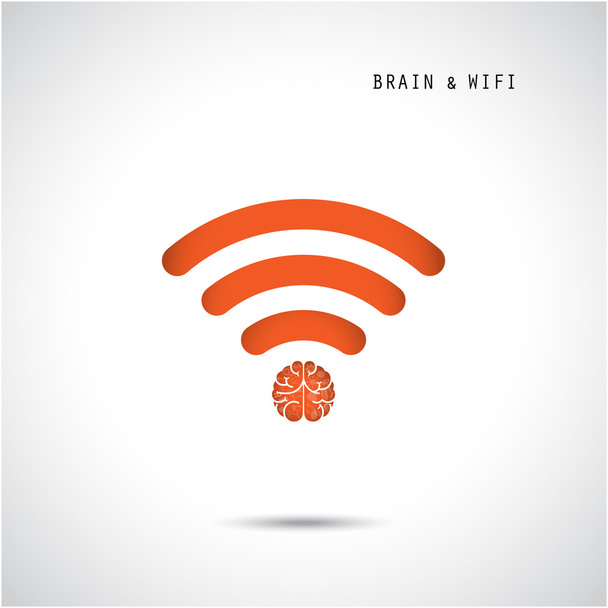 Creative brain concept and wifi sign. Education, technology and  - Vector, Image