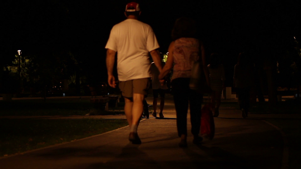 Gece parkta yürüyüş - Video, Çekim