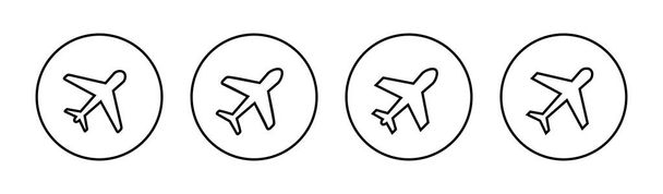 Ebenen-Symbole gesetzt. Flugzeugschild und -symbol. Symbol für den Flugverkehr. Reisehinweis. Flugzeug - Vektor, Bild