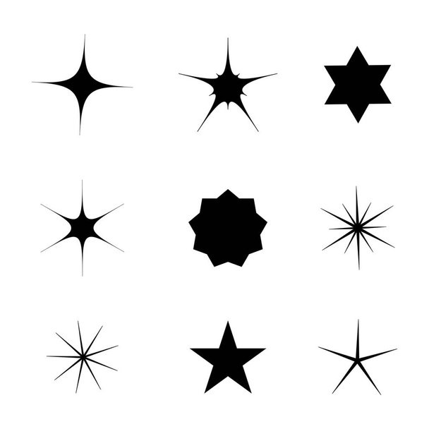 Abstract icons stars different for decoration design. Tattoo art. Star icon. Vector illustration. EPS 10. - Vektör, Görsel