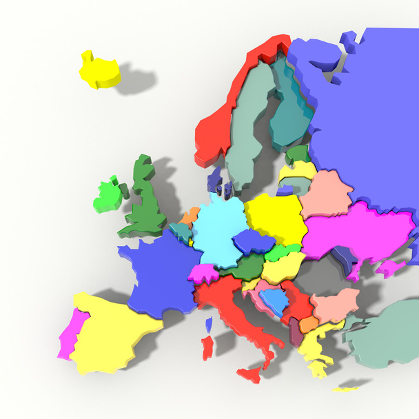 Evropy mapa 3d barva reliéf - Fotografie, Obrázek