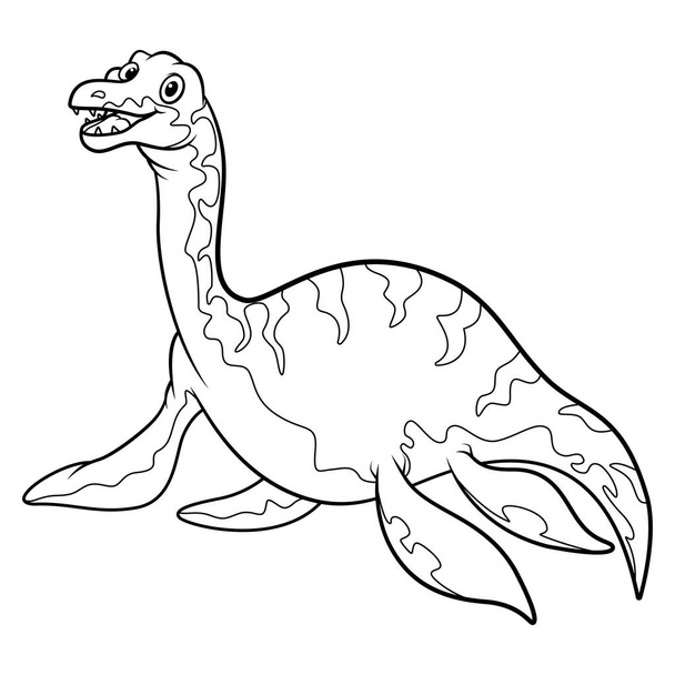 Cartoon Dinosaur plesiosaurus on white background - Vector, Image