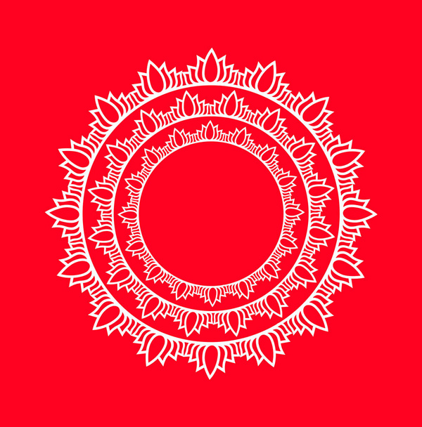 Lotus flowers petals mandala circle on red color. - Vektor, Bild