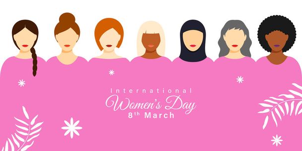 Vector illustration for International Women's Day 8 March background - Вектор,изображение