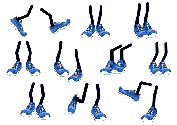 Γελοιογραφία διάνυσμα περπάτημα πόδια σε πάνινα παπούτσια - Διάνυσμα, εικόνα
