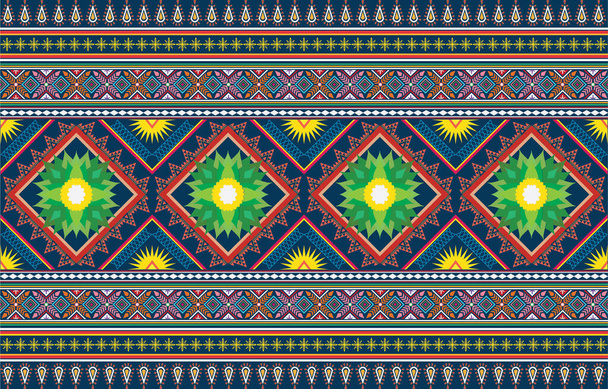 Patrón geométrico étnico oriental sin costura tradicional Diseño para fondo, alfombra, papel pintado, ropa, envoltura, Batik, tela, vector, ilustración, estilo de bordado. - Vector, imagen