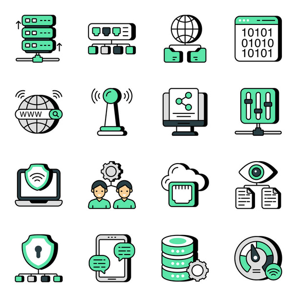 Pack of Network and Technology Flat Icons  - Vector, Image
