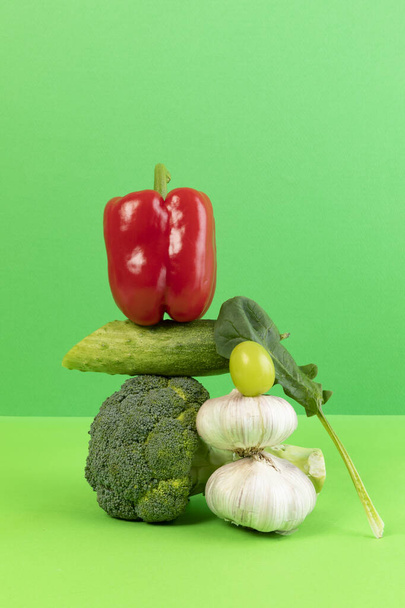conceptual creative photo of monetary inflation, economic recession, crisis, piled vegetables - Photo, Image