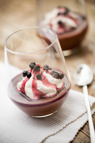 Chocolate pudding with whipped coconut cream - Photo, Image